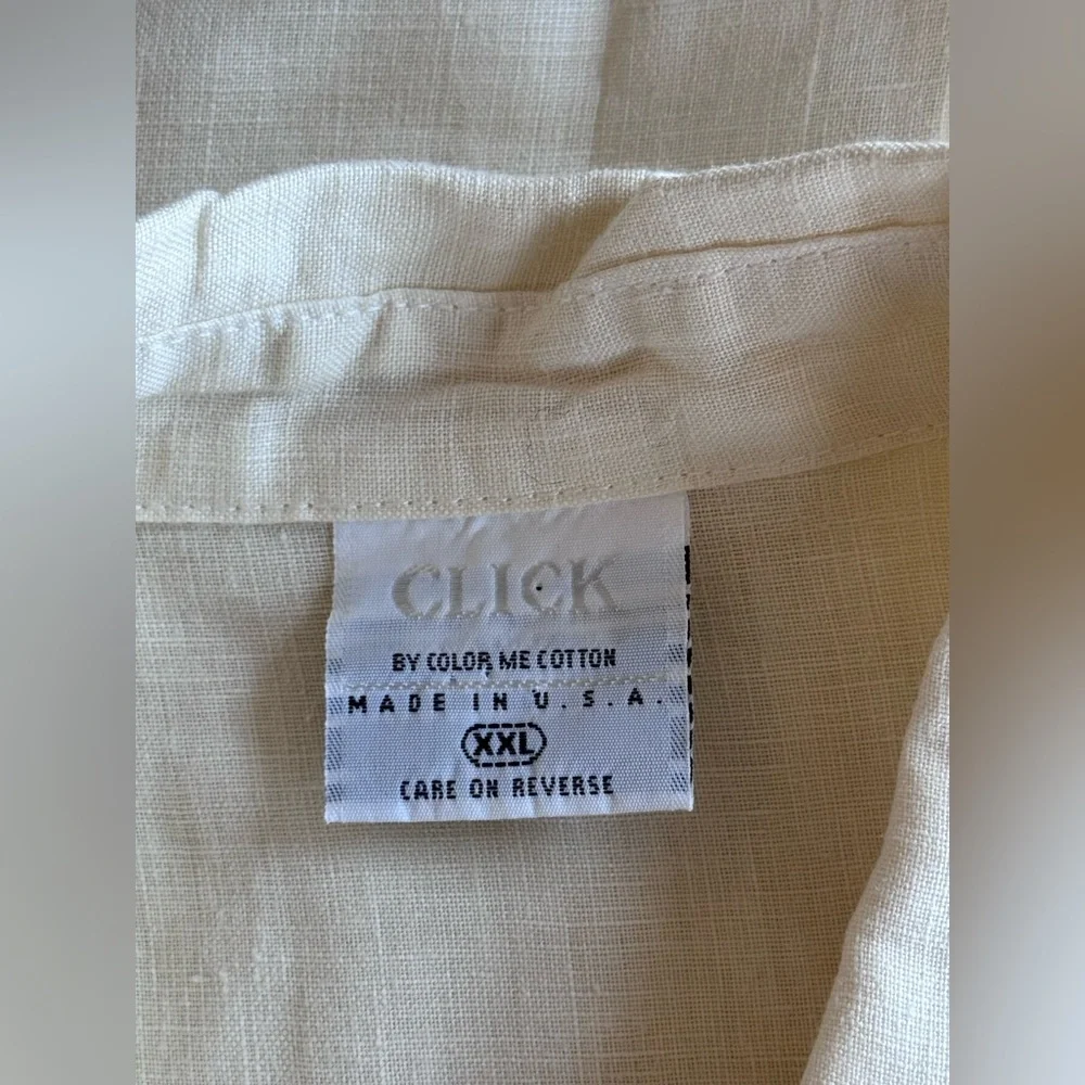 Click Color Me Cotton Beige Cream Linen Pin Tuck Peasant Shirt Dress Size 2XL - Picture 6 of 11